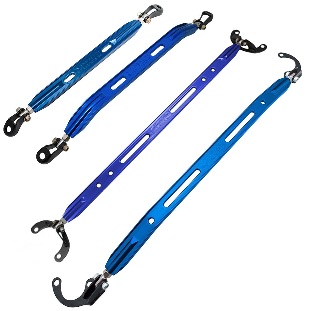 Megan Racing Blue [Front Upper/Lower & Rear Upper/Lower] Strut Tower Brace Bar For 96-00 Honda Civic 6th Gen