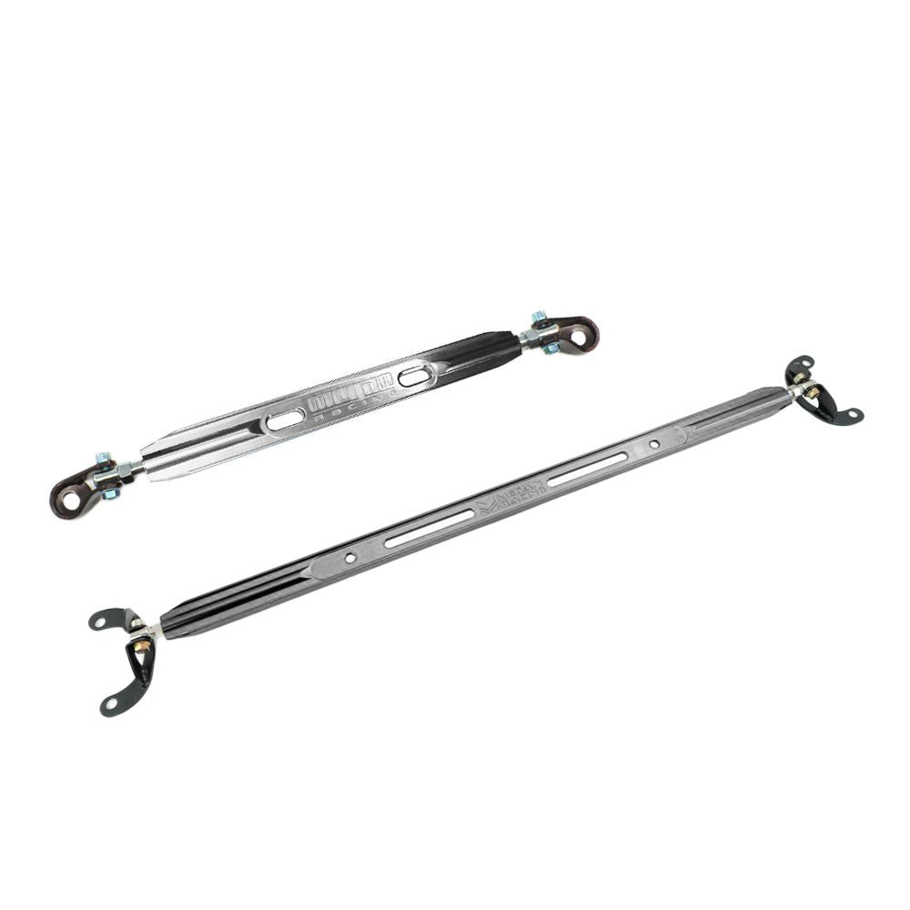 Megan Gunmetal 2PC Rear Upper+Rear Lower Strut Tower Brace Bar For 95-99 Eclipse