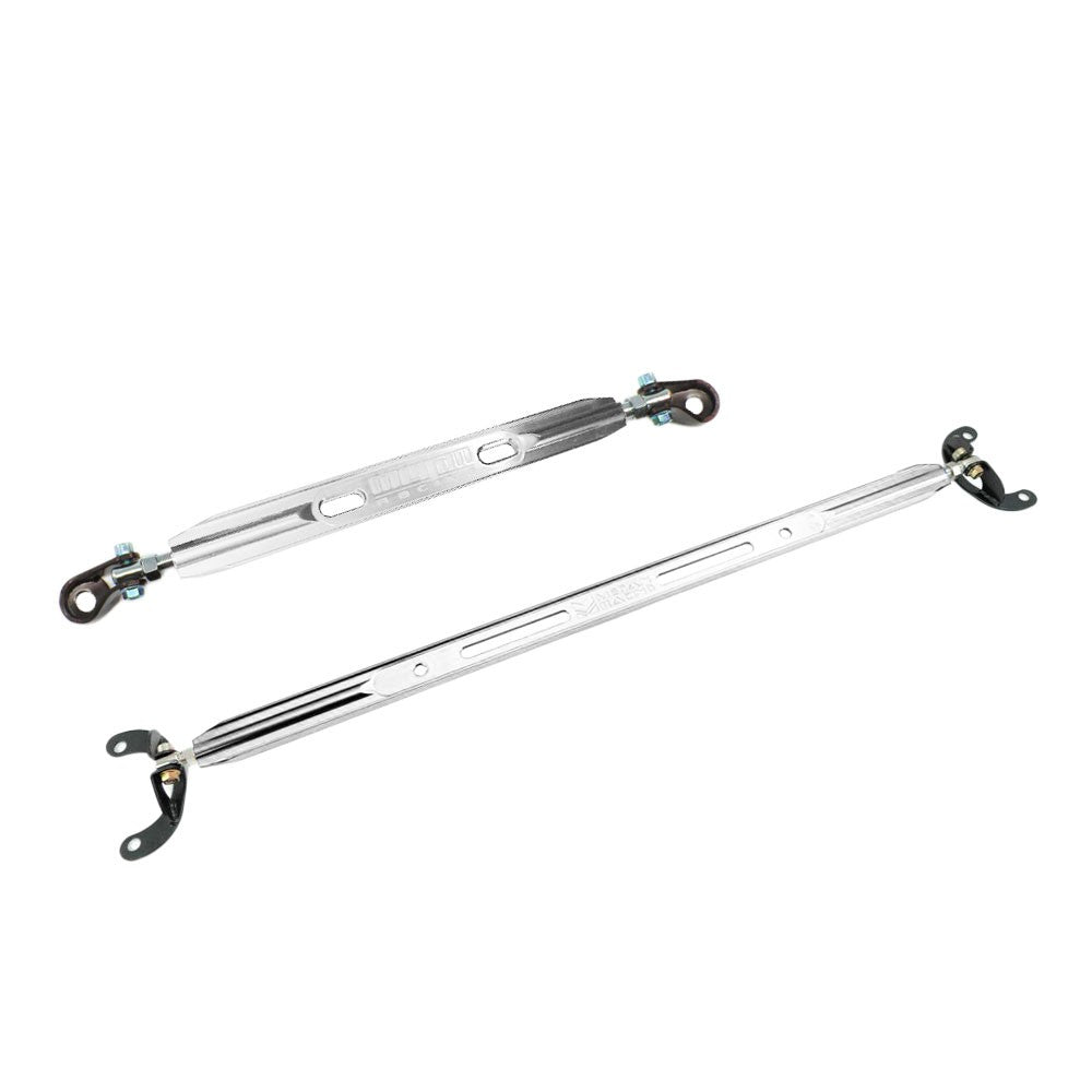 Megan Polish (2PC) Rear Upper+Rear Lower Strut Tower Brace Bar For 95-99 Eclipse