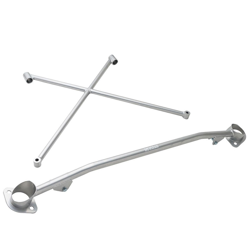 Megan Racing Race Spec Silver Front X-Brace Tower Bar For 99-09 Honda S2000 AP1 AP2 w/Aftermarket Intake